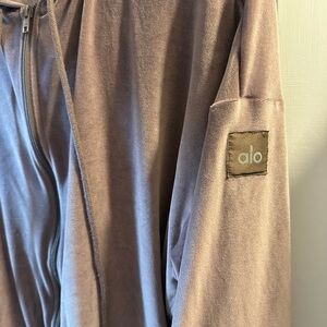 ALO Yoga Velour Zip Hoodie in Hot Cocoa